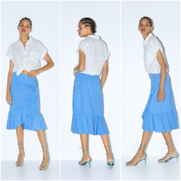 ZARA BUTTON FRONT 100% LINEN WHITE BUTTON DOWN SHIRT - Picture 4 of 8